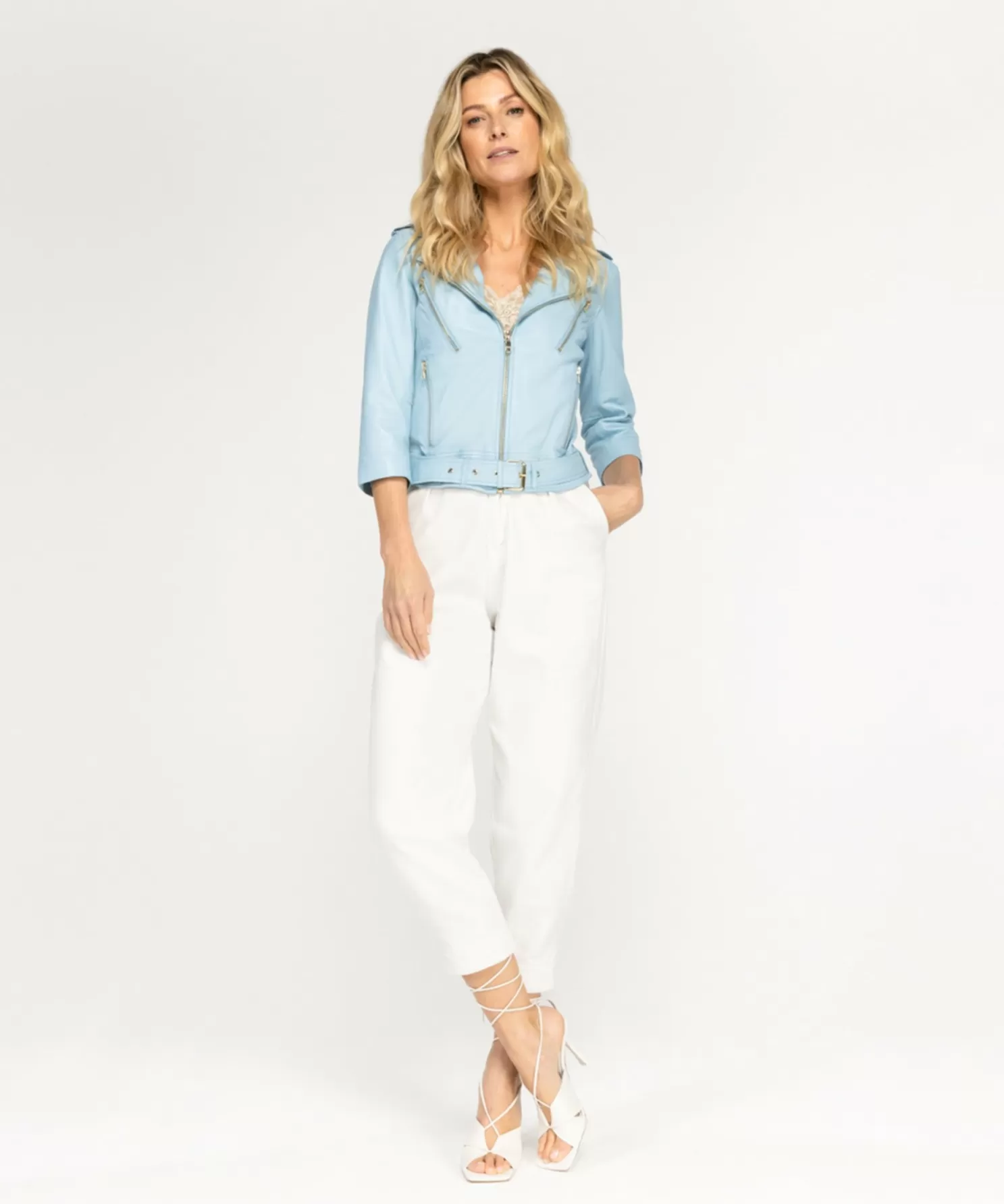 IBANA Leren Jassen-Kate Moss Crystal Blue