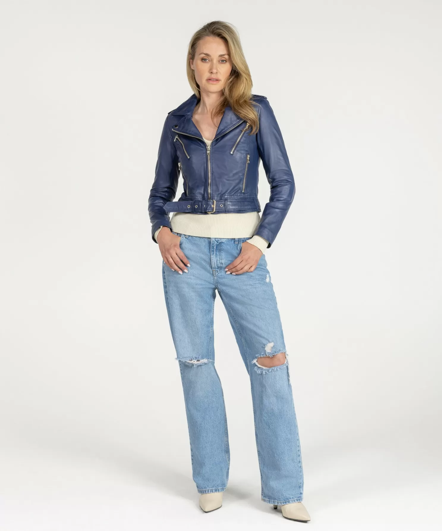 IBANA Leren Jassen-Moss Marine Blue